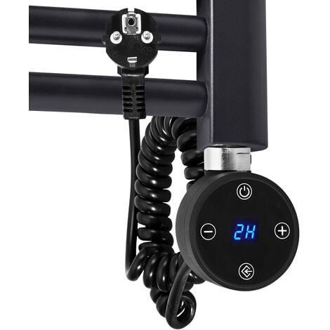 EMKE Barra riscaldante, Resistenza del radiatore Nero, elemento riscaldante per portasciugamani da bagno con regolatore di temperatura e funzione di temporizzazione, 300 W