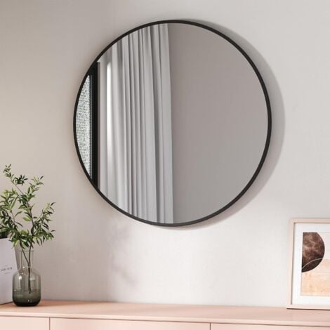 EMKE 80cm Black Round Mirror