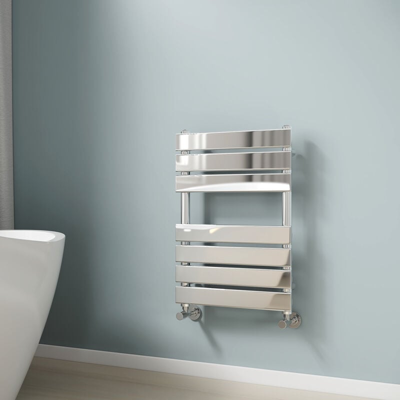 Chrome Bathroom Flat Panel Heated Towel Rail Radiator Central Heating Towel Rails Radiator Ladder 650x450mm - Emke