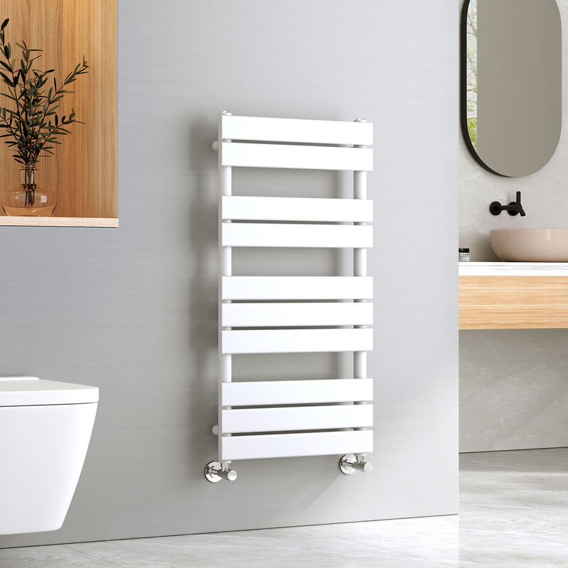 Emke - Bathroom Ladder Radiator White Flat Panel Heated Towel Rail Central Heating Towel Rails 1000 x 500 mm