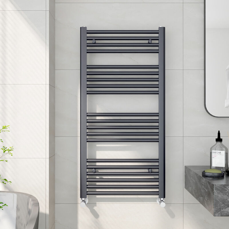 Emke - Heated Towel Rail Radiator Straight Central Heating Towel Rails Towel Warmer 1000x500mm Suitable for 5m², Anthracite