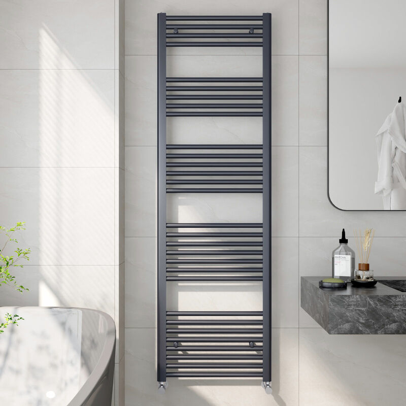 Heated Towel Rail Radiator Straight Central Heating Towel Rails Towel Warmer 1600x500mm Suitable for 8m², Anthracite - Emke