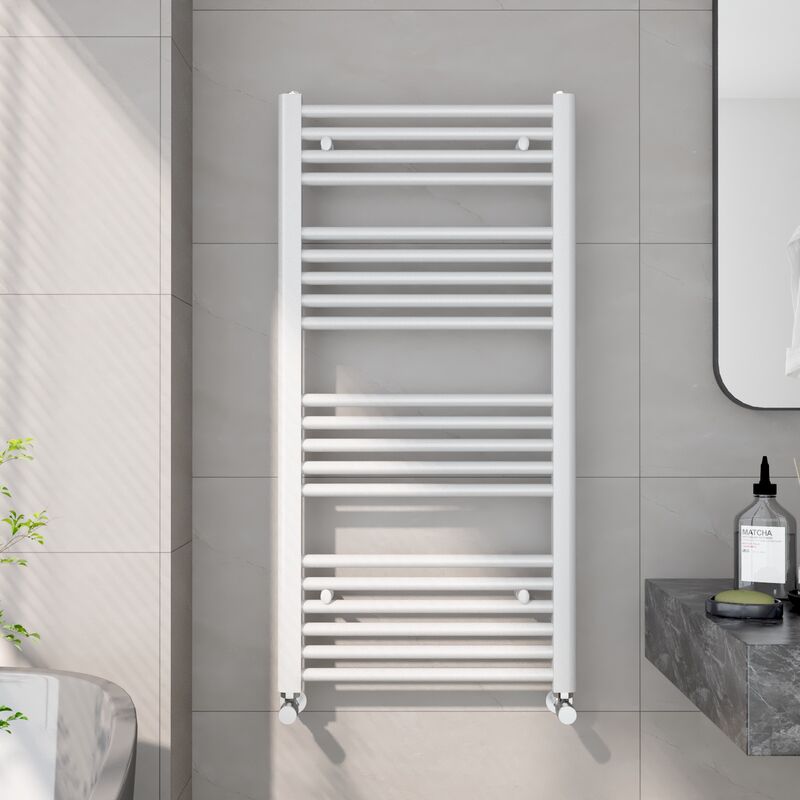 Emke - Heated Towel Rail Radiator Straight Central Heating Towel Rails Towel Warmer 1000x500mm Suitable for 5m², White