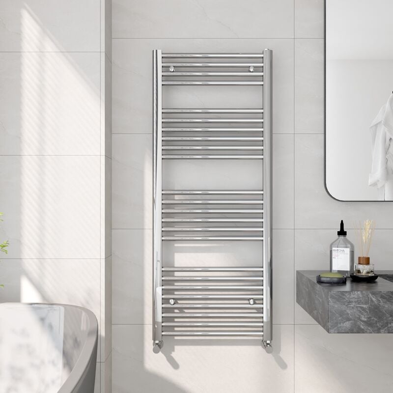 Heated Towel Rail Radiator Straight Central Heating Towel Rails Towel Warmer 1200x500mm Suitable for 6m², Chrome - Emke