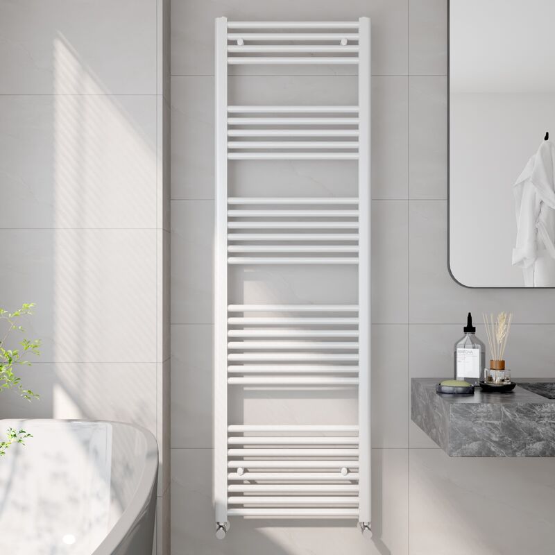 Heated Towel Rail Radiator Straight Central Heating Towel Rails Towel Warmer 1600x500mm Suitable for 8m², White - Emke