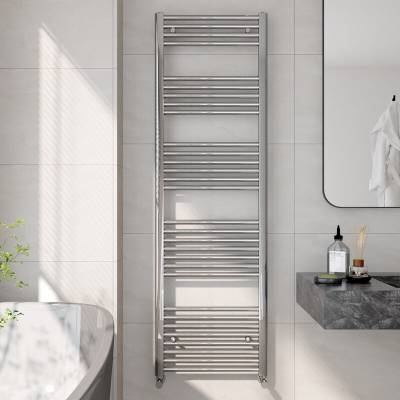 Heated Towel Rail Radiator Straight Central Heating Towel Rails Towel Warmer 1600x500mm Suitable for 8m², Chrome - Emke