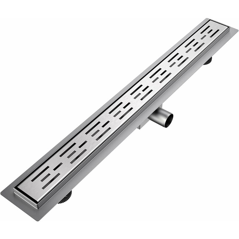 Emke - Caniveau de douche en acier inoxydable siphon de douche avec arrêt des odeurs et bonde de bord de crépine, caniveau de douche drain de sol,