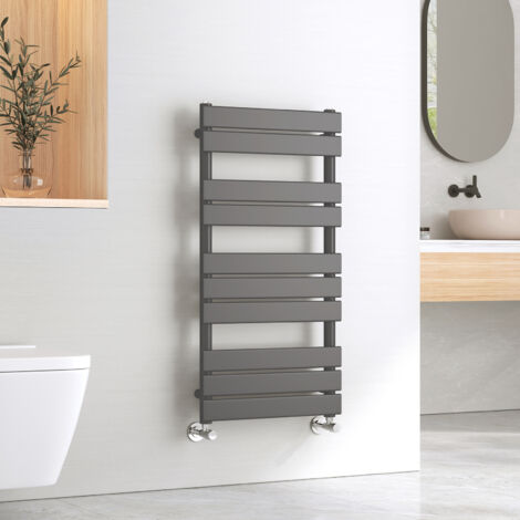 EMKE Central Heating Towel Rails Anthracite Flat Panel Heated Towel Rail Radiator Ladder for Bathroom Kitchen 1000 x 500 mm