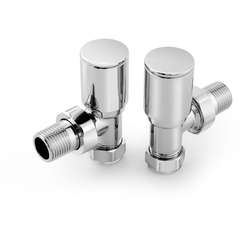 Emke - Chrome Angled Radiator Valve Radiator Pair 15mm Valves for Towel Rails Central Heating Radiators