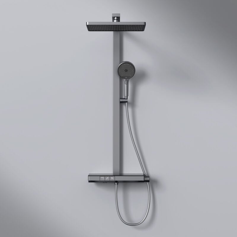 Colonne de douche thermostatique Ensemble, Douchette multimode, Grande douche de tête, homologué ktw Univers Modèle, Gris métal - Emke
