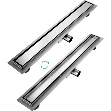EMKE Duschrinne Edelstahl Komplettset Befliesbar Bodenablauf Dusche Siphon mit Geruchsstop und Haarsieb Randablauf, Duschablauf Ablaufrinne Dusche Doppelseitige Duschabfluss für Badezimmer 70cm