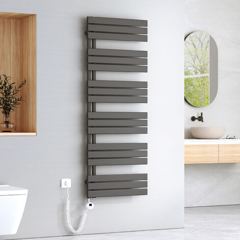 EMKE Elektrischer Badheizkörper 160 x 60 cm 1000 W Anthrazit Handtuchwärmer mit WiFi Tuya App-Steuerung IPX4 4 Modi