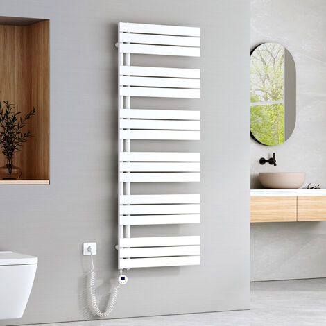 EMKE Elektrischer Badheizkörper 160 x 60 cm 1000 W Weiß Handtuchwärmer mit WiFi Tuya App-Steuerung IPX4 4 Modi