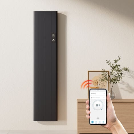 EMKE Elektro-Heizkörper 1000W Flachheizkörper Aluminium Wandmontierbar LCD-Display Timing-Funktion Elektroheizung Überhitzungsschutz Anthrazit