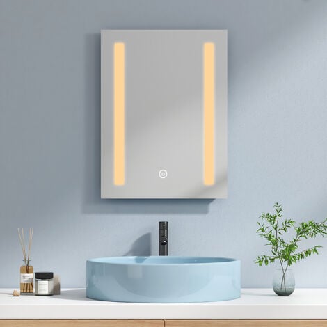 Espejo con luz LED - espejo de baño 2805 con calefacción del espejo y  ajuste de luz