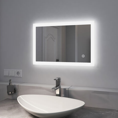 SIRHONA LED Espejo de Baño 100x70cm con Luces LED Espejo para Baño con Luz  Interruptor Sensor