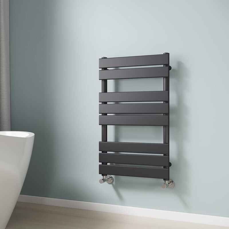 Flat Panel Heated Towel Rail Bathroom Anthracite Central Heating Rad Radiator Ladder Radiator Warmer 800x500mm - Emke