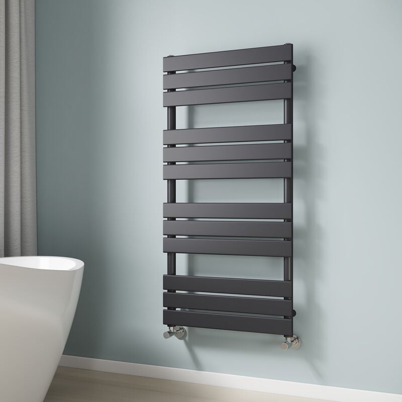 Flat Panel Heated Towel Rail Bathroom Anthracite Central Heating Rad Radiator Ladder Radiator Warmer 1200x600mm - Emke