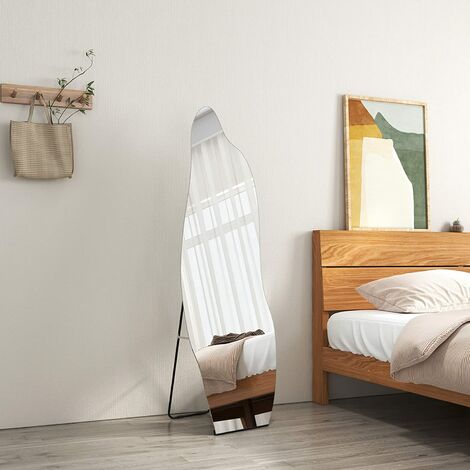 EMKE Full Length Mirror, Irregular Free Standing Mirror Full Length, Ultra-thin Explosion-Proof Full Body Mirror, Frameless Large Mirror for Bathroom/Bedroom/Wardrobe, Stand Use, 145x50cm