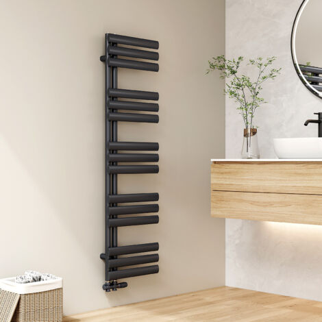 EMKE Handtuchheizkörper Warmwasser Badheizkörper Oval Röhren 1740x600 mm Handtuchwärmer Handtuchtrockner Anthrazit 815 Watt