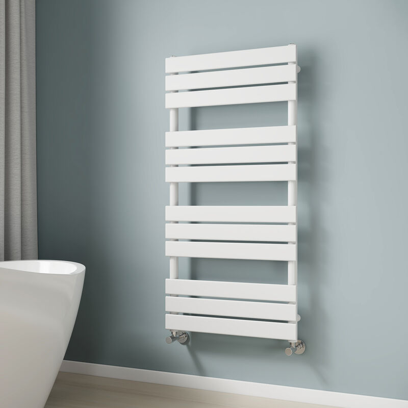 Heated Towel Rail Bathroom Radiator White Flat Panel Towel Radiator 1200 x 600mm Ladder Radiator Warmer - Emke