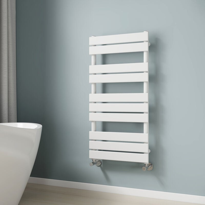 Emke - Heated Towel Rail Bathroom Radiator White Flat Panel Towel Radiator 1000 x 500mm Ladder Radiator Warmer