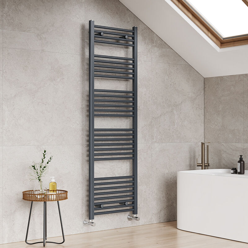 Central Heating Towel Rails Heated Towel Rail Bathroom Radiator Warmer 1600x500mm, Anthracite - Emke