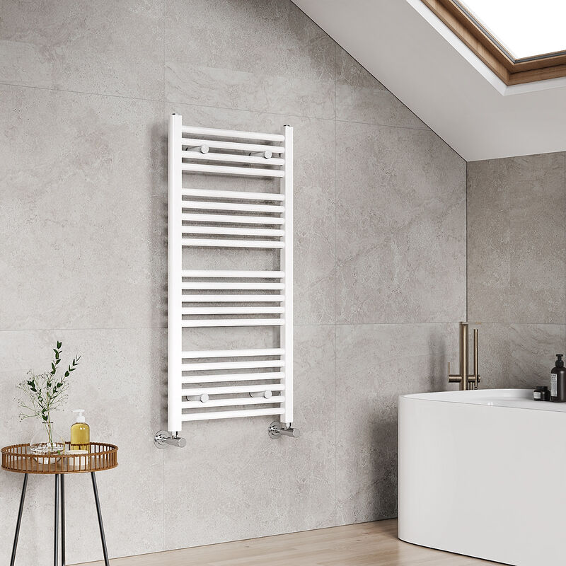 Central Heating Towel Rails Heated Towel Rail Bathroom Radiator Warmer 1000x500mm, White - Emke