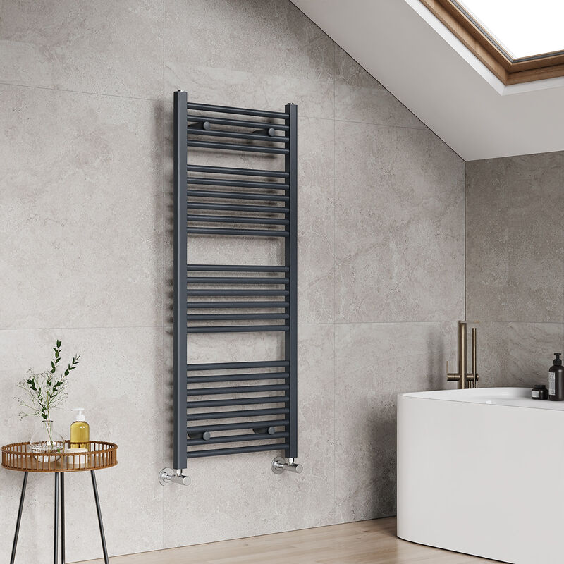 EMKE Central Heating Towel Rails Heated Towel Rail Bathroom Radiator Warmer 1200x500mm, Anthracite