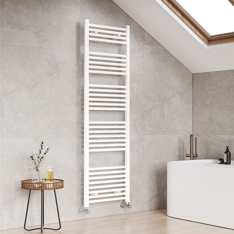 Central Heating Towel Rails Heated Towel Rail Bathroom Radiator Warmer 1600x500mm, White - Emke