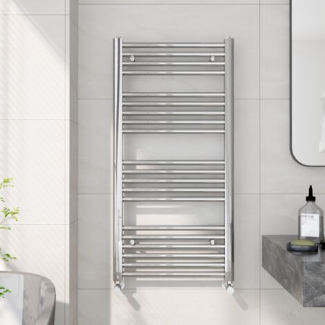 EMKE Heated Towel Rail Radiator Straight Central Heating Towel Rails Towel Warmer 1000x500mm Suitable for 5m², Chrome