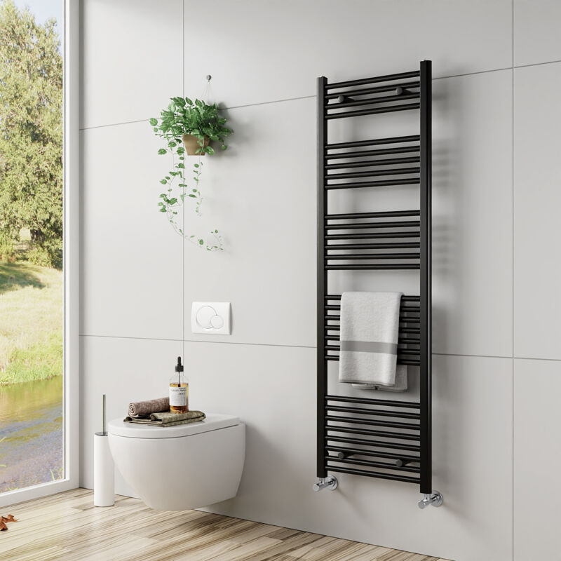 Image of EMKE Heated Towel Rail Straight Black&hellip;