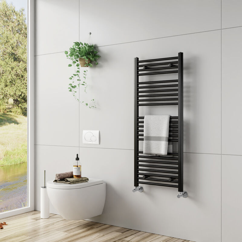 Image of EMKE Heated Towel Rail Straight Black&hellip;