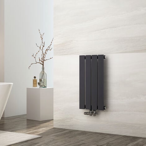 EMKE Heizkörper 60x30cm Flach Heizkörper Design Paneelheizkörper Vertikal, Einlagig, Mittelanschluss, 233W, Anthrazit