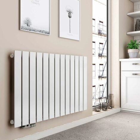 EMKE Heizkörper Flach Design Paneelheizkörper Seitenanschluss Horizontal, Einlagig, Weiß, 63x100cm, 730W