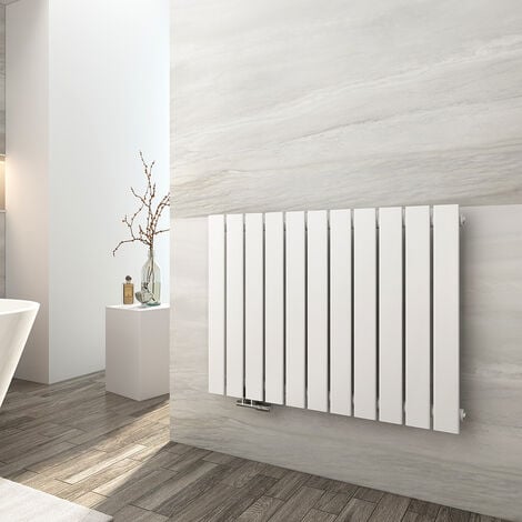 EMKE Heizkörper Flach Heizkörper Design Paneelheizkörper Horizontal Seitenanschluss 63x85cm, Weiß Einlagig,  618W