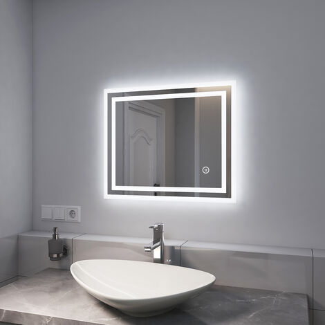LED BadSpiegel Badezimmer mit Energiesparender Touch Beschlagfrei Rahmenlos 