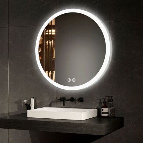 EMKE LED Badspiegel mit Beschlagfrei 70cm Rund Badezimmerspiegel mit Warmweißes/Kaltweißes/Neutrales Licht