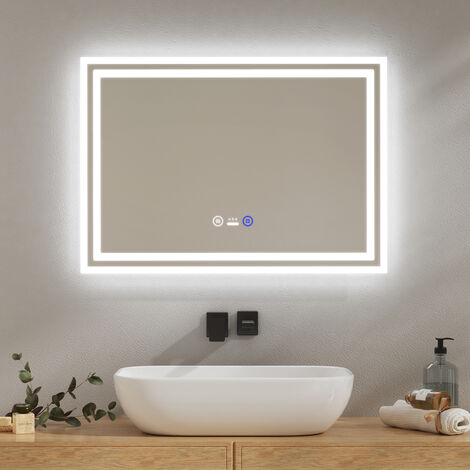 EMKE LED Badspiegel mit Bewegungssensor Badezimmerspiegel mit Beleuchtung IP44 Beschlagfrei Lichtspiegel Wandspiegel
3 Licht Dimmbar Touchschalter 70x50cm