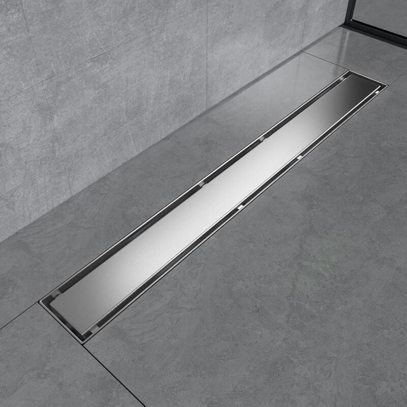 Linear Shower Drain 600mm Bathroom Floor Linear Shower Channel Drain with Odor Stop and Hair Strainer - Emke