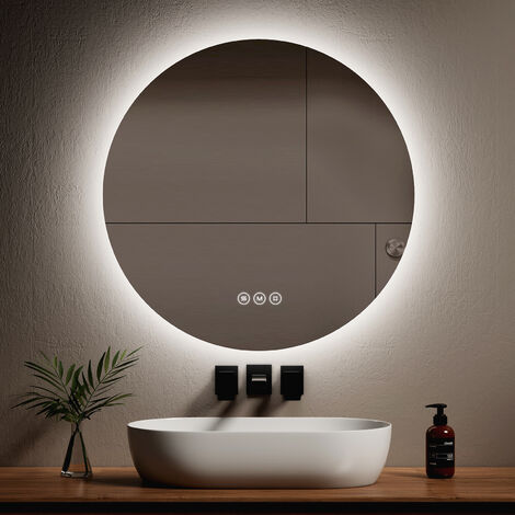 Miroir éclairage LED de salle de bain STAM avec interrupteur tactile -  80x80cm - Miroir - cosyneo
