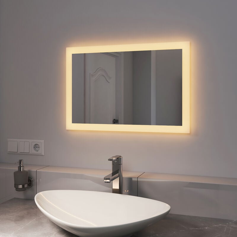 Emke - Miroir de salle de bain avec éclairage Miroir de salle de bain led 60x40cm Lumière Chaude