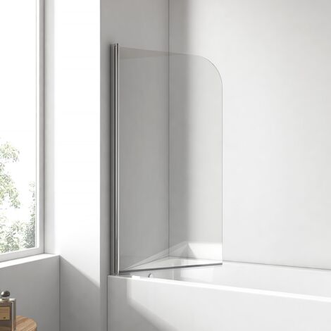 EMKE Pannello doccia per vasca da bagno, 70 x 140 cm, pieghevole, per vasca da bagno, doccia da 6 mm, in vetro di sicurezza