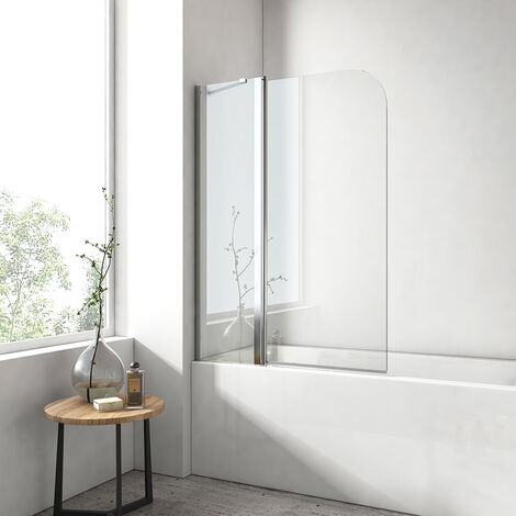 Emke – Pare-baignoire pliable en verre de sécurité 6 mm – Dimensions 100 x 140 cm – Revêtement Nano anti-salissures – Installation facile