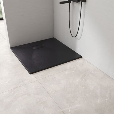 EMKE Plato de ducha, Plato de ducha plano antideslizante Plato de ducha SMC cortado a medida  90x90cm Negro