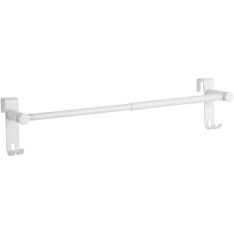 EMKE Porte serviettes rétractable, Porte-serviettes en acier inoxydable pour portes de salle de bain et radiateurs avec crochets, sans perçage, Blanc