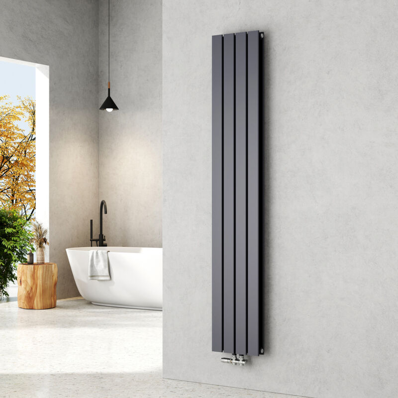 Emke - Radiateur eau chaude en acier, 180x30cm, Tube plat vertical double couche, Convient pour 12,1 m² Anthracite 911W