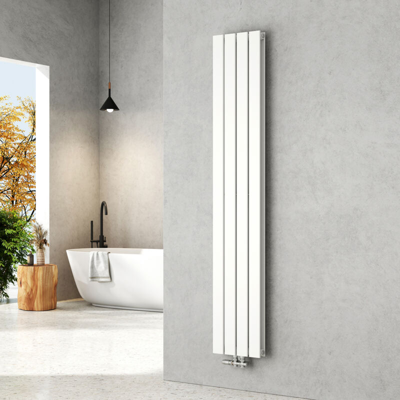 Emke - Radiateur eau chaude en acier, 180x30cm, Tube plat vertical double couche, Convient pour 12,1 m² Blanc 911W