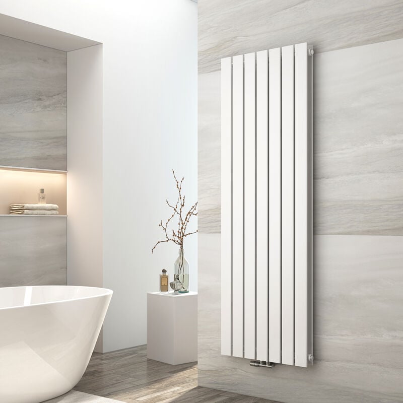 Radiateur eau chaude en acier Radiateur Double couche Tube plat Montage mural Blanc 160x54cm - Emke