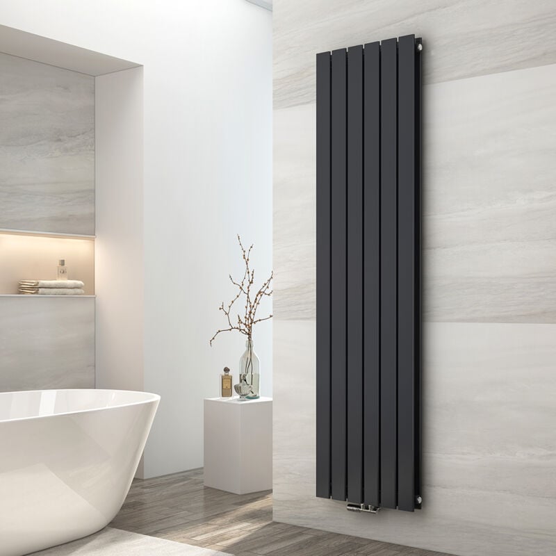 Radiateur eau chaude en acier Radiateur Double couche Tube plat Montage mural Anthracite 180x46cm - Emke